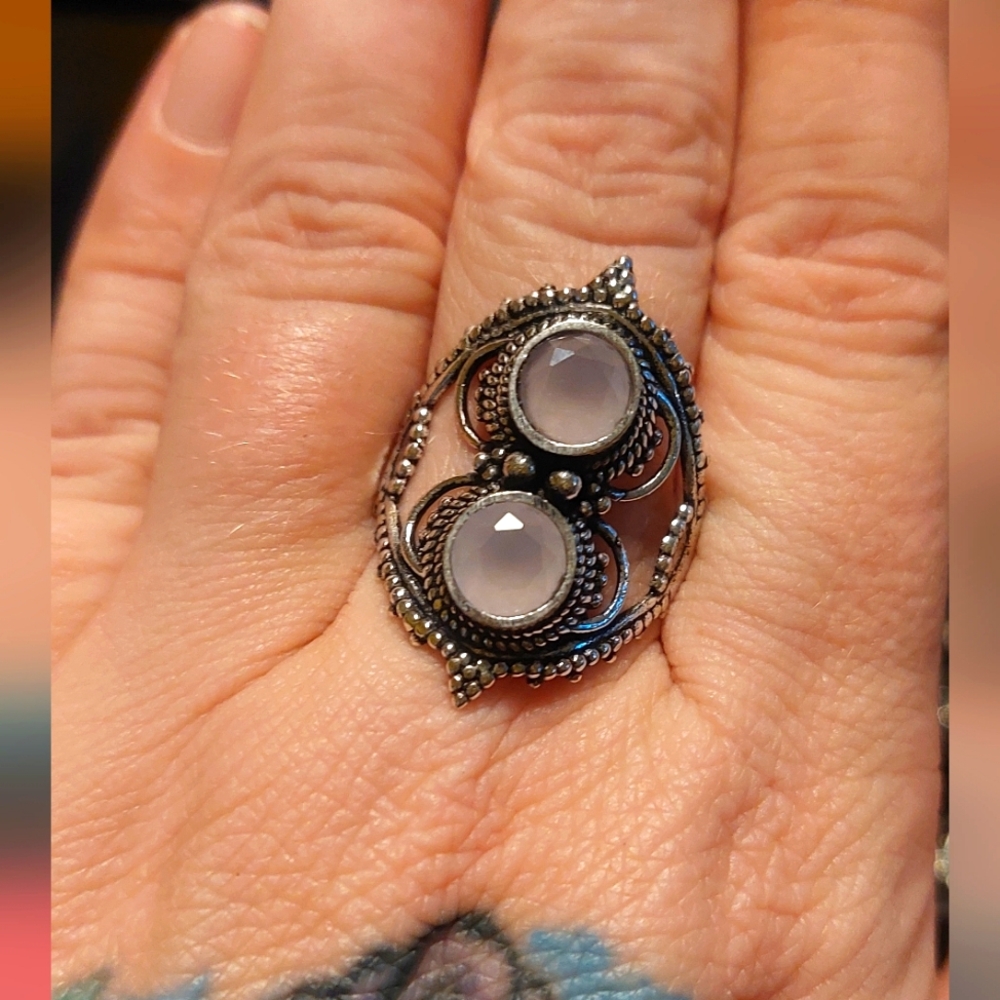 Vintage Style Rose Quartz Statement Ring